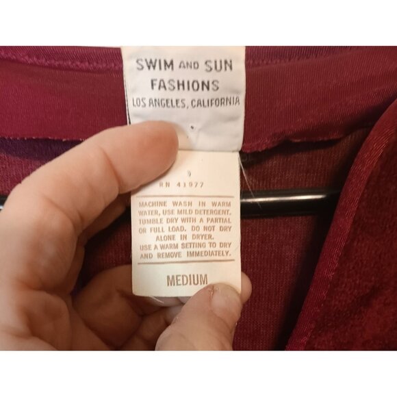 Vintage DeWeese Designs Medium Maroon Red Velour Jumper Suit One Piece Retro Dis - Picture 5 of 5